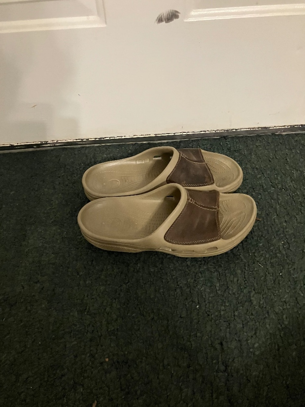 Crocs Yukon Mesa Slide Sandals Men 10 Brown Leather Comfort Slip On Brown Leathe